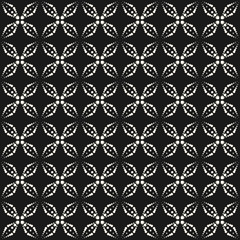 Abstract seamless pattern, simple geometric texture with dotted shapes, sparkles, delicate grid, lattice. Vector black and white repeat background. Modern design for decor, print, covers, digital, web