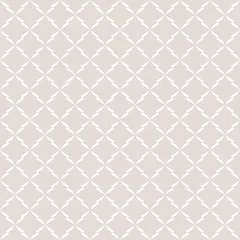 Gordijnen Subtiel vectorornamentpatroon. Minimalistisch naadloos patroon met ruiten, stervormen, delicaat raster, gaas, rooster. Abstracte geometrische achtergrondstructuur in witte en beige kleuren. Herhaal ontwerp © Olgastocker