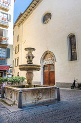 Fototapeta na wymiar A Fountain in Bergamo, Italy