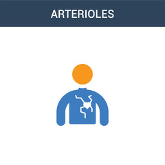 two colored Arterioles concept vector icon. 2 color Arterioles vector illustration. isolated blue and orange eps icon on white background.