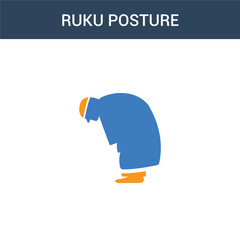 two colored Ruku Posture concept vector icon. 2 color Ruku Posture vector illustration. isolated blue and orange eps icon on white background.