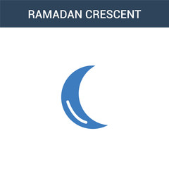 two colored Ramadan Crescent Moon concept vector icon. 2 color Ramadan Crescent Moon vector illustration. isolated blue and orange eps icon on white background.