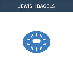 two colored Jewish Bagels concept vector icon. 2 color Jewish Bagels vector illustration. isolated blue and orange eps icon on white background.