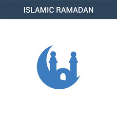two colored Islamic Ramadan concept vector icon. 2 color Islamic Ramadan vector illustration. isolated blue and orange eps icon on white background.