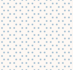 Vector snowflakes seamless pattern. Abstract minimalist light blue and white texture with small geometric floral shapes, snow flakes. Simple winter holiday background. Subtle modern repeatable design