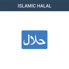 two colored Islamic Halal concept vector icon. 2 color Islamic Halal vector illustration. isolated blue and orange eps icon on white background.