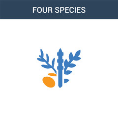 two colored Four Species concept vector icon. 2 color Four Species vector illustration. isolated blue and orange eps icon on white background.