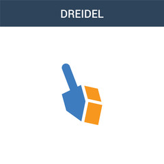 two colored Dreidel concept vector icon. 2 color Dreidel vector illustration. isolated blue and orange eps icon on white background.