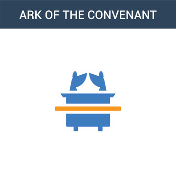 two colored Ark of the Convenant concept vector icon. 2 color Ark of the Convenant vector illustration. isolated blue and orange eps icon on white background.