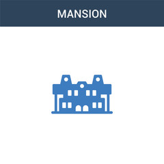 Naklejka premium two colored Mansion concept vector icon. 2 color Mansion vector illustration. isolated blue and orange eps icon on white background.