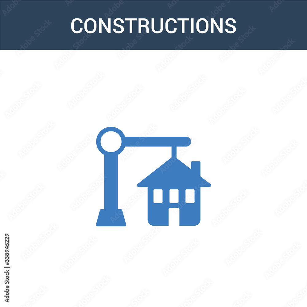 Poster two colored constructions concept vector icon. 2 color constructions vector illustration. isolated b