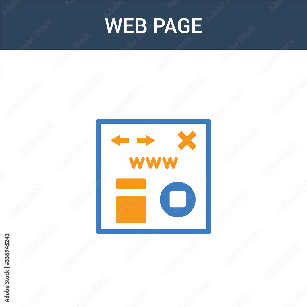 Aufkleber two colored web page concept vector icon. 2 color web page vector illustration. isolated blue and or