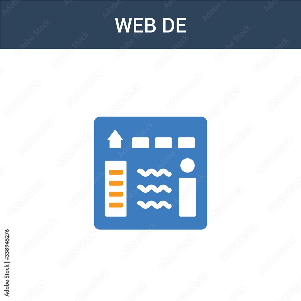Poster two colored web de concept vector icon. 2 color web de vector illustration. isolated blue and orange