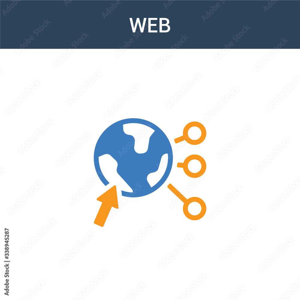 Poster two colored web concept vector icon. 2 color web vector illustration. isolated blue and orange eps i