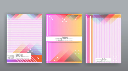 Fototapeta premium Chaos abstract geometric covers design. Cool halftone shiny gradients templates set. Fluid shapes poster composition.