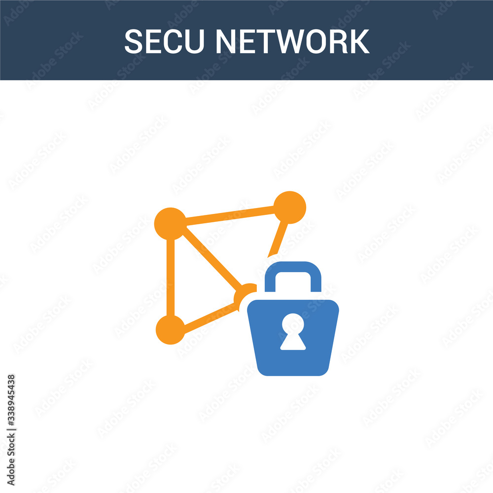 Poster two colored secu network concept vector icon. 2 color secu network vector illustration. isolated blu