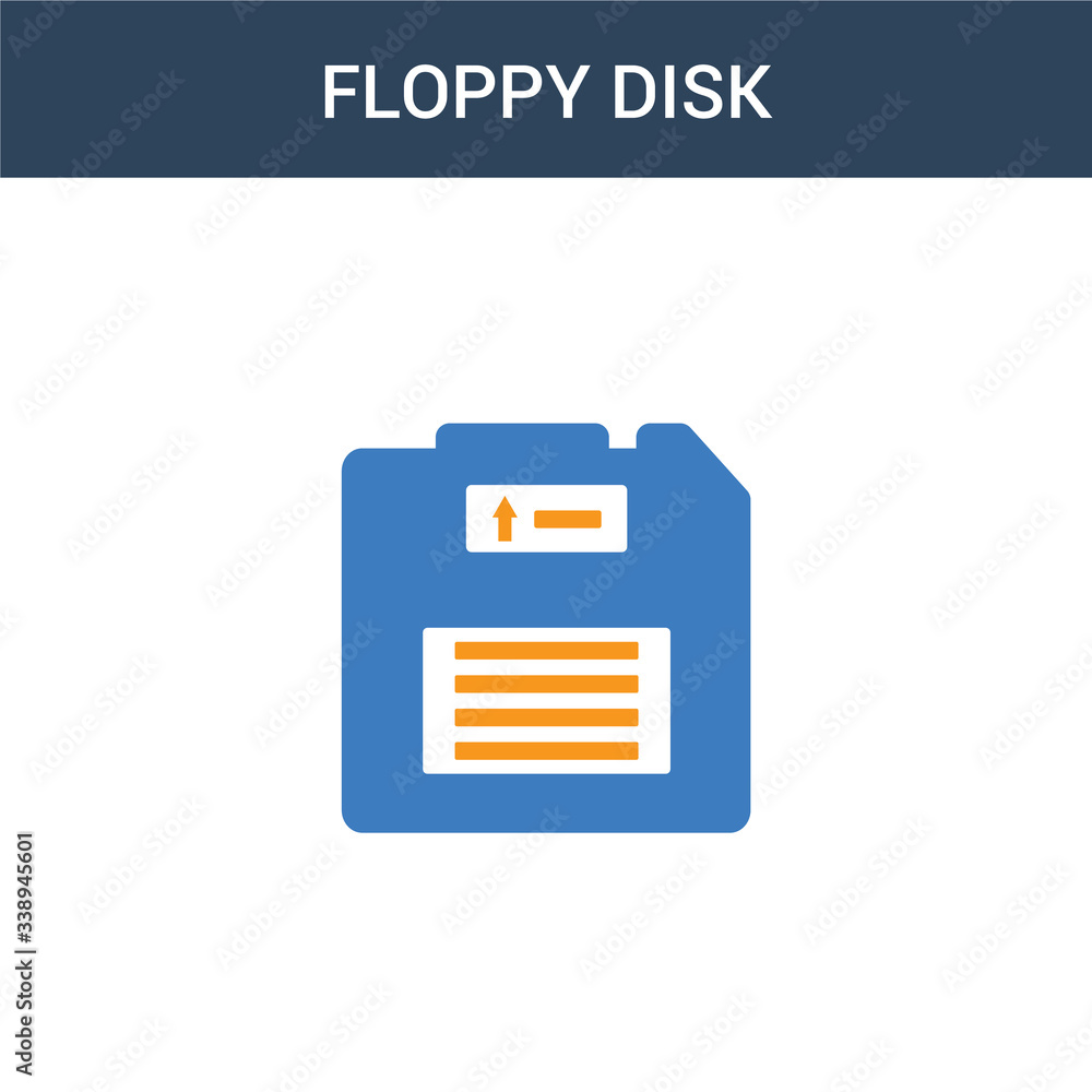 Poster two colored floppy disk concept vector icon. 2 color floppy disk vector illustration. isolated blue 