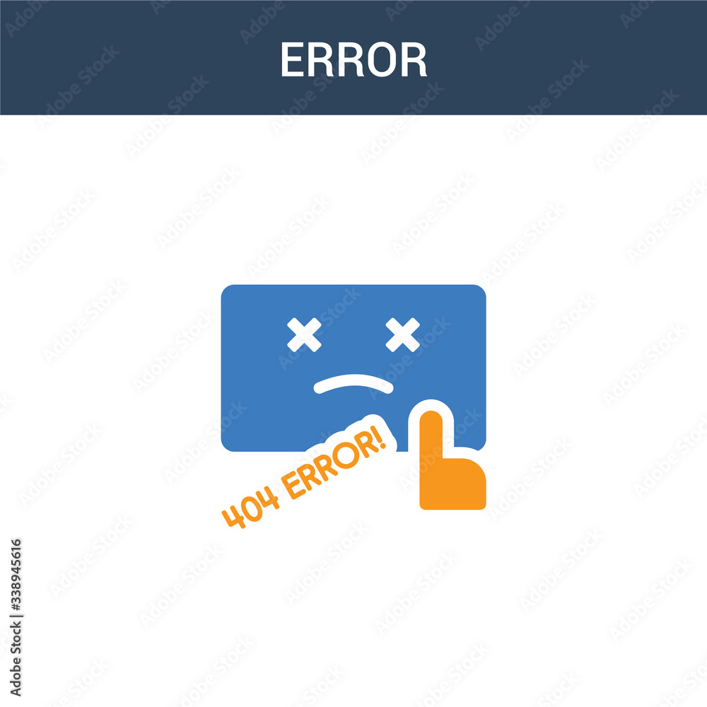 Poster two colored error concept vector icon. 2 color error vector illustration. isolated blue and orange e