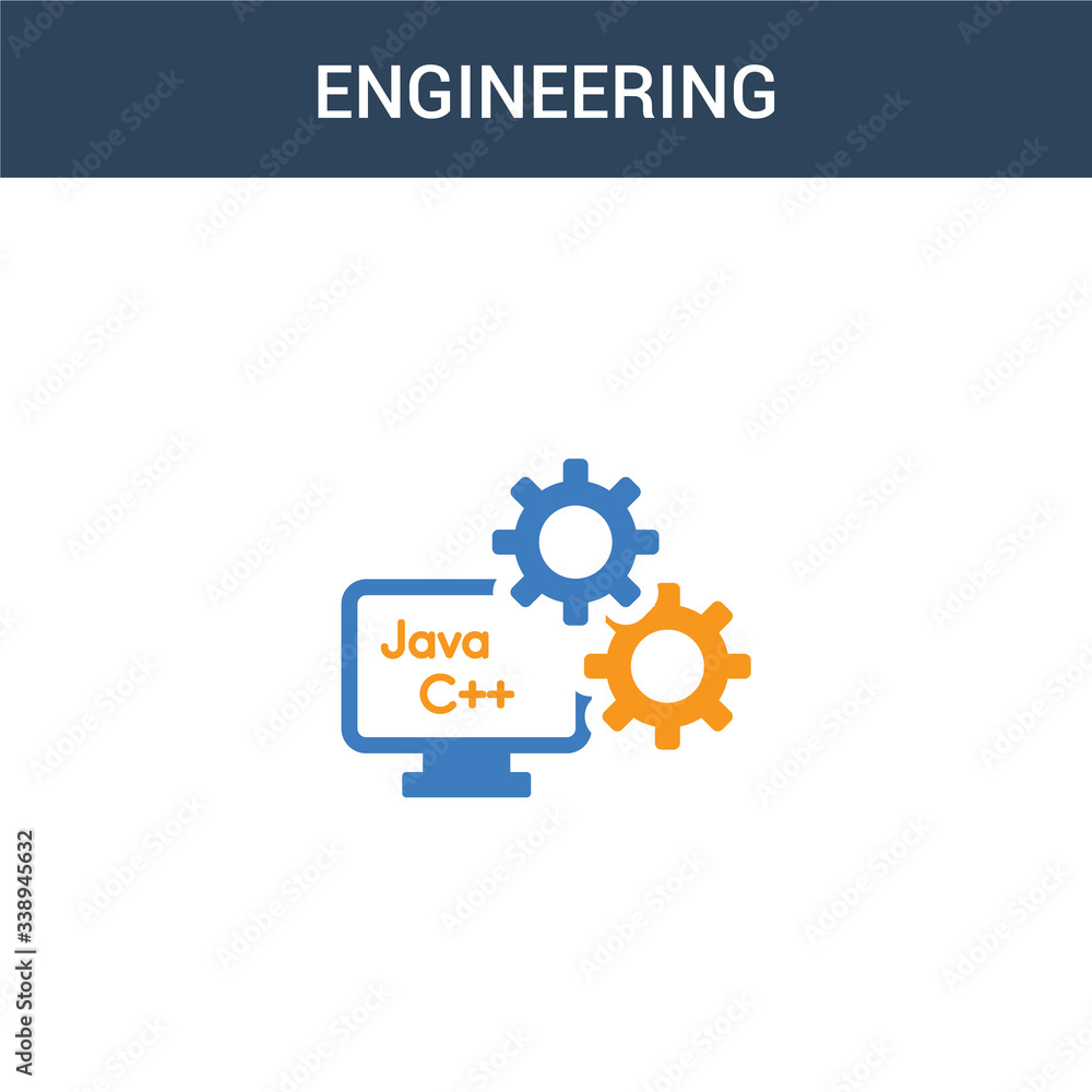 Poster two colored engineering concept vector icon. 2 color engineering vector illustration. isolated blue 