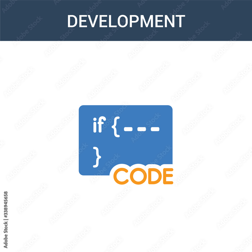 Poster two colored development concept vector icon. 2 color development vector illustration. isolated blue 