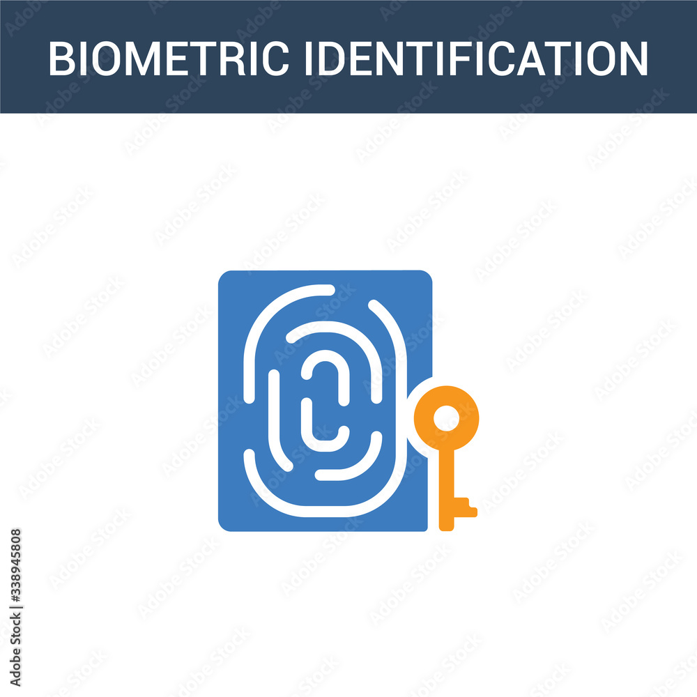 Poster two colored biometric identification concept vector icon. 2 color biometric identification vector il