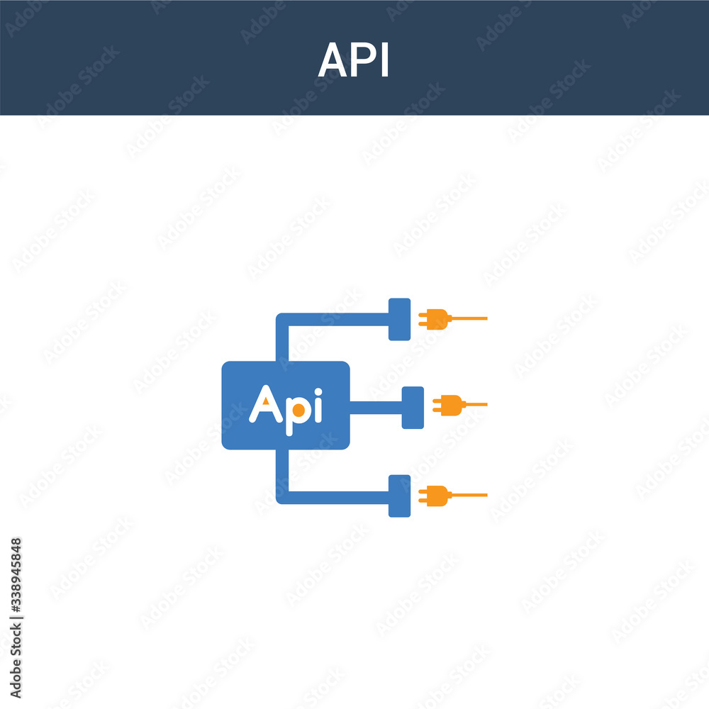 Aufkleber two colored api concept vector icon. 2 color api vector illustration. isolated blue and orange eps i