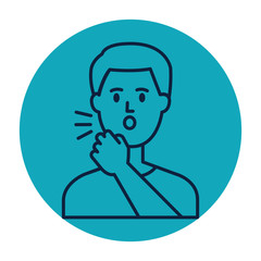 man with cough in frame circular vector illustration design