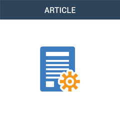two colored Article concept vector icon. 2 color Article vector illustration. isolated blue and orange eps icon on white background.