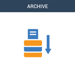 Fototapeta premium two colored Archive concept vector icon. 2 color Archive vector illustration. isolated blue and orange eps icon on white background.