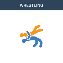 two colored Wrestling concept vector icon. 2 color Wrestling vector illustration. isolated blue and orange eps icon on white background.