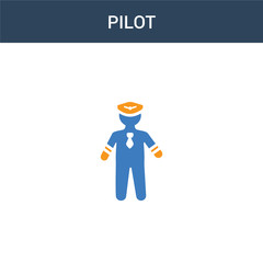 two colored Pilot concept vector icon. 2 color Pilot vector illustration. isolated blue and orange eps icon on white background.