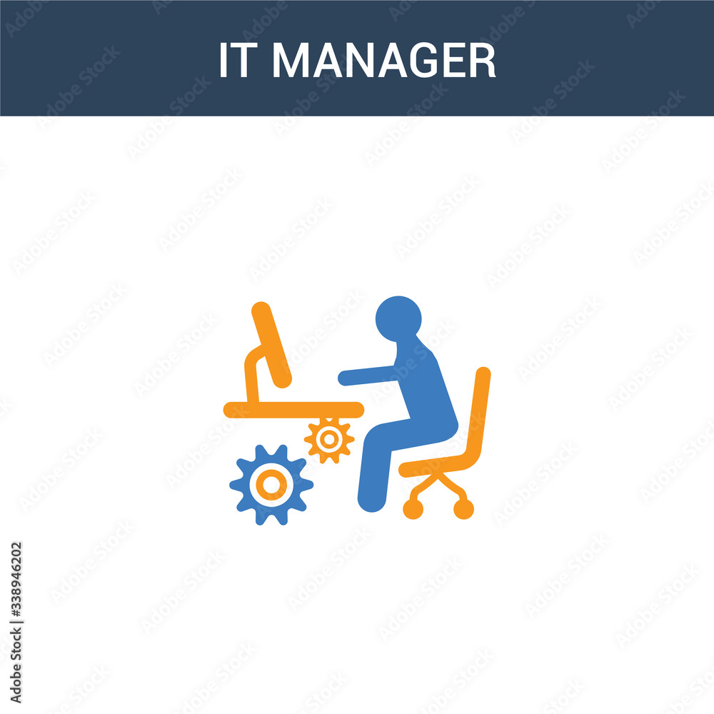 Poster two colored it manager concept vector icon. 2 color it manager vector illustration. isolated blue an