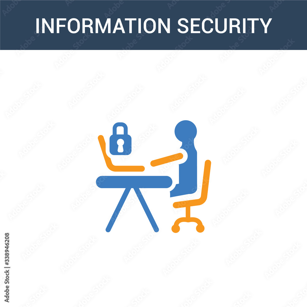 Poster two colored information security analyst concept vector icon. 2 color information security analyst v