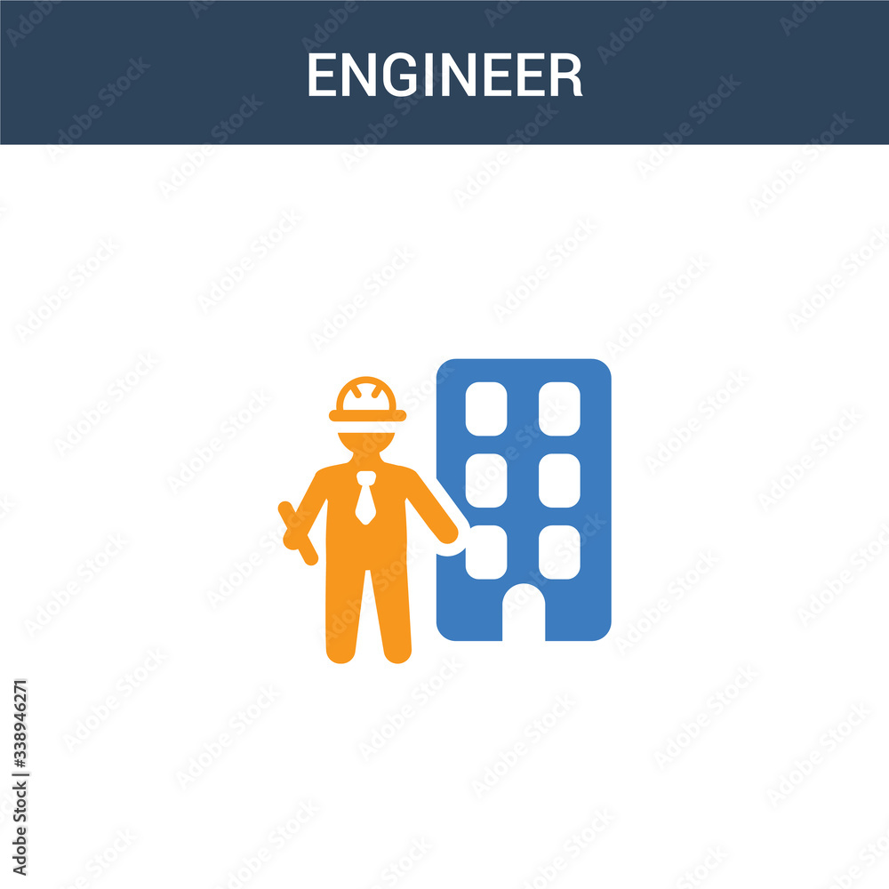 Poster two colored engineer concept vector icon. 2 color engineer vector illustration. isolated blue and or