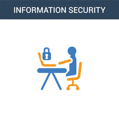 two colored Information Security Analyst concept vector icon. 2 color Information Security Analyst vector illustration. isolated blue and orange eps icon on white background.