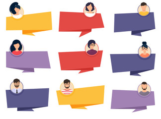 Testimonial Speech bubble concept, customer feedback for info graphic, application for info graphic, application and website. Creative testimonials template with different shapes. Vector illustration.