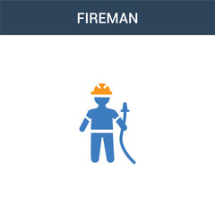 two colored Fireman concept vector icon. 2 color Fireman vector illustration. isolated blue and orange eps icon on white background.