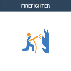 two colored Firefighter concept vector icon. 2 color Firefighter vector illustration. isolated blue and orange eps icon on white background.