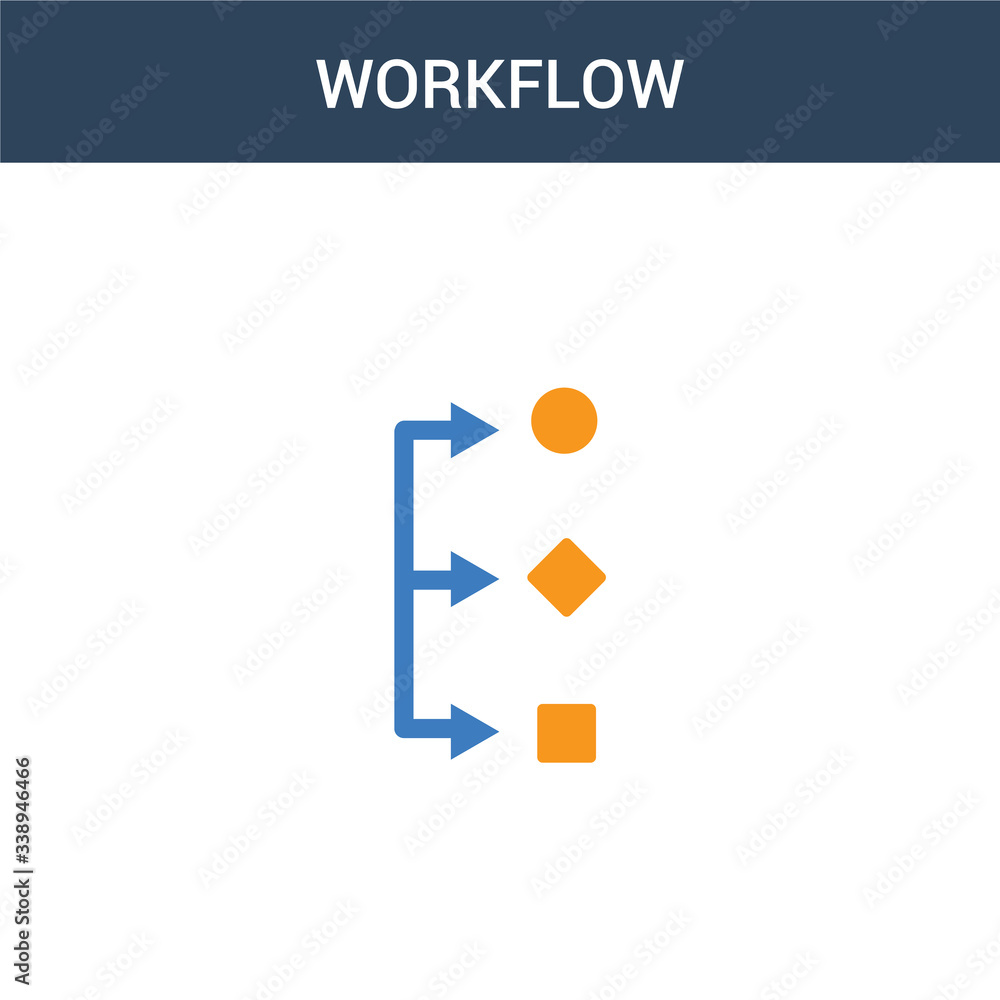 Poster two colored workflow concept vector icon. 2 color workflow vector illustration. isolated blue and or