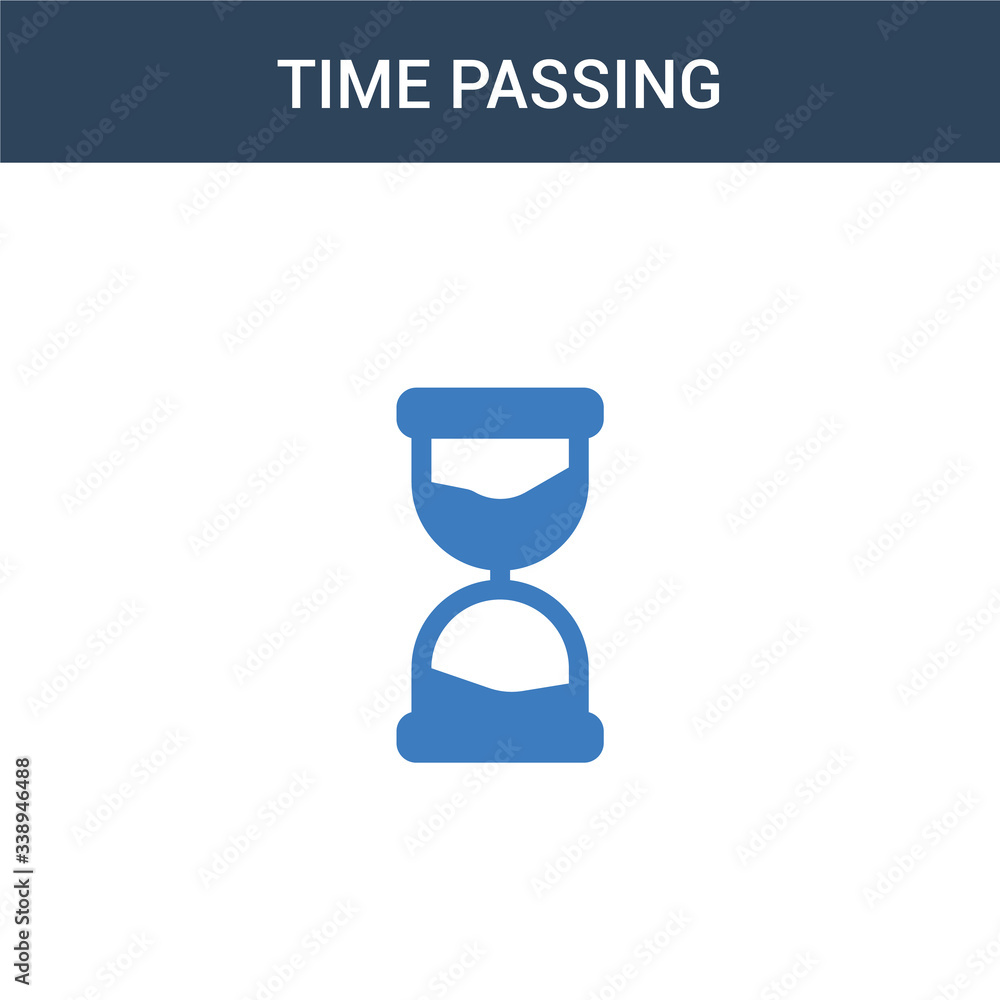 Poster two colored time passing concept vector icon. 2 color time passing vector illustration. isolated blu