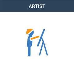 two colored Artist concept vector icon. 2 color Artist vector illustration. isolated blue and orange eps icon on white background.
