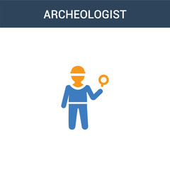 two colored Archeologist concept vector icon. 2 color Archeologist vector illustration. isolated blue and orange eps icon on white background.