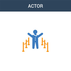 two colored Actor concept vector icon. 2 color Actor vector illustration. isolated blue and orange eps icon on white background.