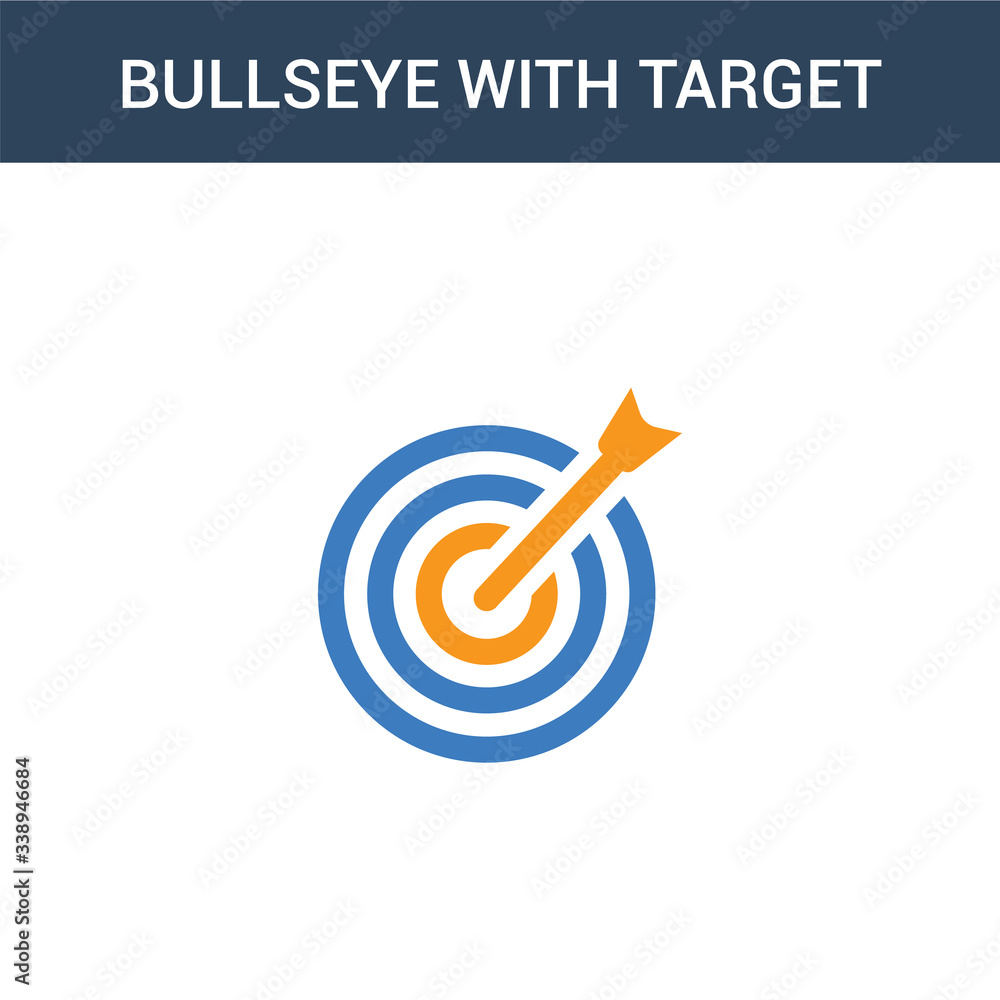 Poster two colored bullseye with target concept vector icon. 2 color bullseye with target vector illustrati