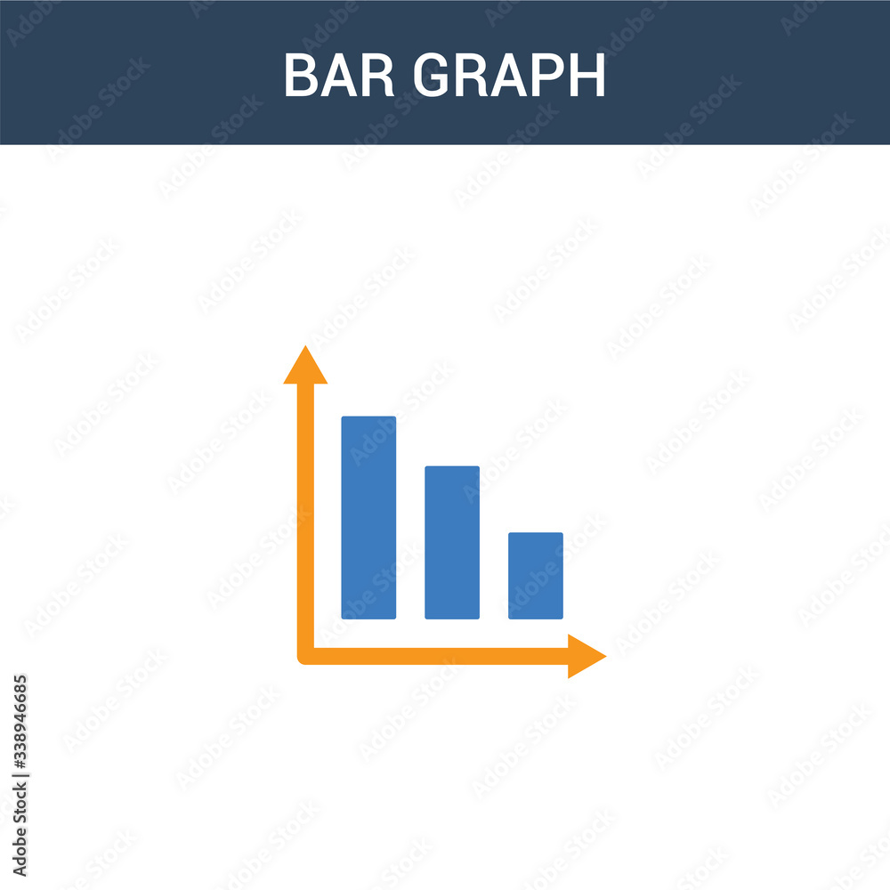 Poster two colored bar graph concept vector icon. 2 color bar graph vector illustration. isolated blue and 