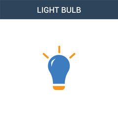 two colored Light bulb concept vector icon. 2 color Light bulb vector illustration. isolated blue and orange eps icon on white background.