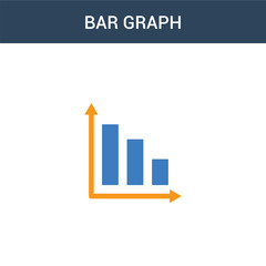 two colored Bar Graph concept vector icon. 2 color Bar Graph vector illustration. isolated blue and orange eps icon on white background.