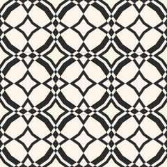 Diamond grid pattern. Vector abstract black and white seamless texture. Elegant geometric ornament with rhombuses, mesh, net, lattice, fence, repeat tiles. Simple monochrome background. Modern design