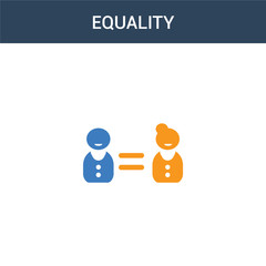 two colored Equality concept vector icon. 2 color Equality vector illustration. isolated blue and orange eps icon on white background.