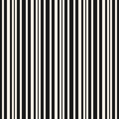 Black and white vertical stripes pattern. Simple vector lines seamless texture. Modern abstract geometric striped background. Repeat monochrome design for print, decor, textile, wallpapers, fabric